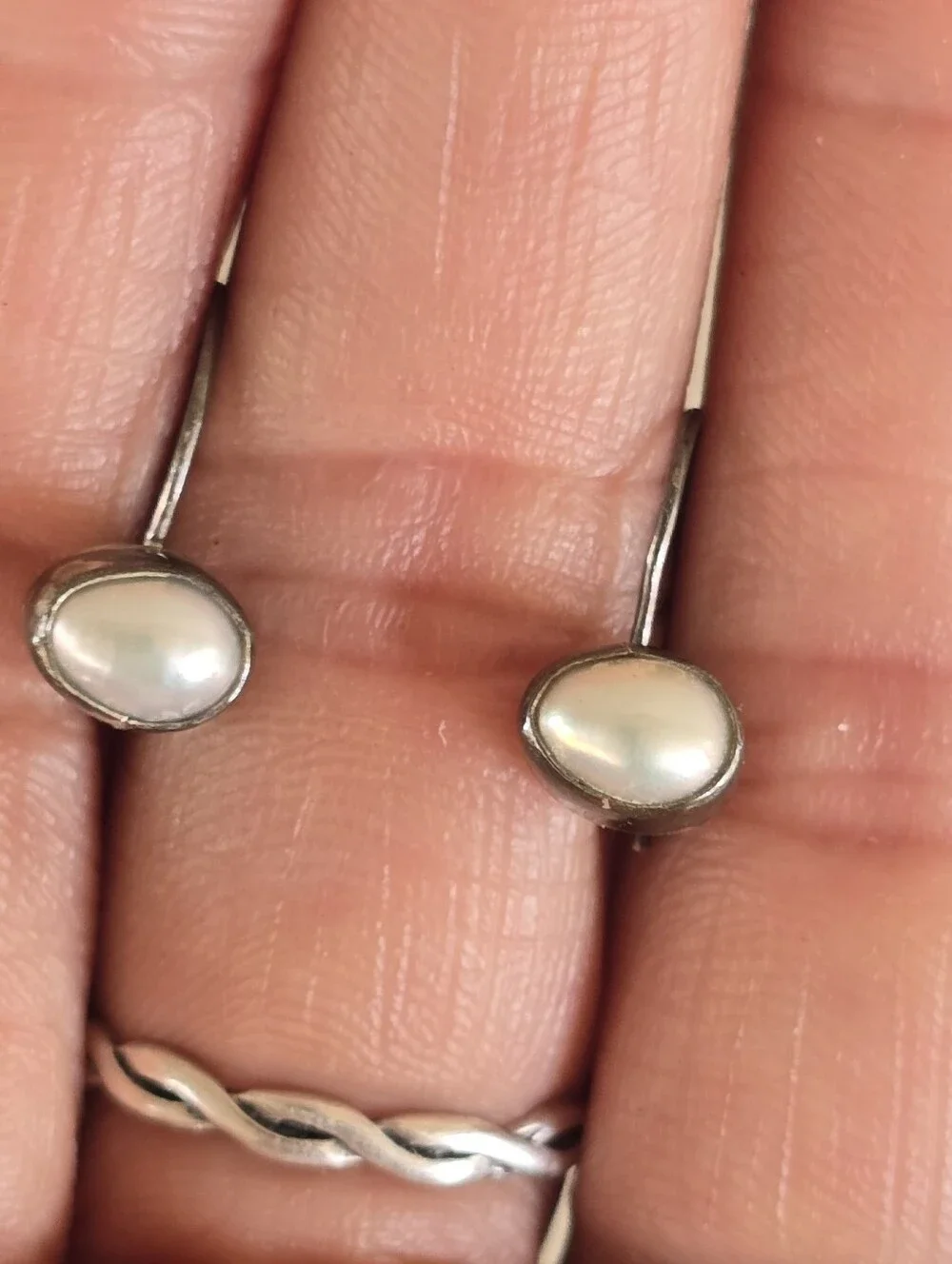 Super cute baroque nugget pearls set in sterling silver earrings